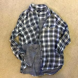 Madewell black and white button down flannel